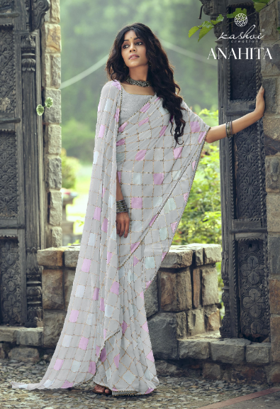 lt sarees kashvi creation anahita georgette exclusive print saree catalog