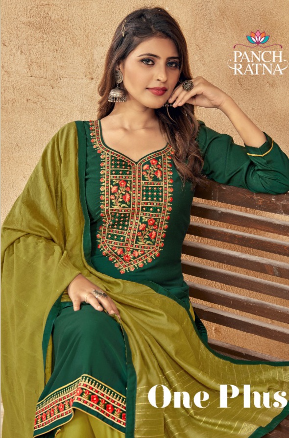 panch ratna one plus silk attrctive look salwar suit catalog