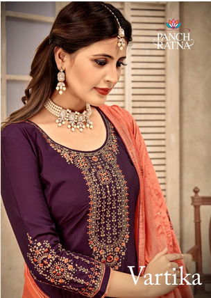 panch ratna vartika parampara silk gorgeous look salwar suit catalog