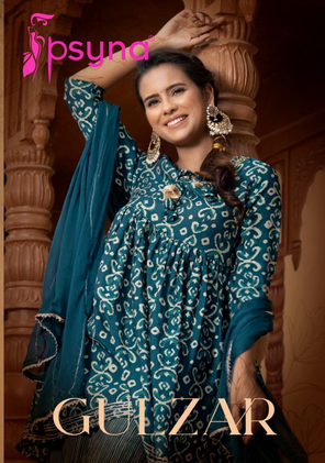 psyna gulzar viscose chanderi new and modern style top bottom with dupatta catalog