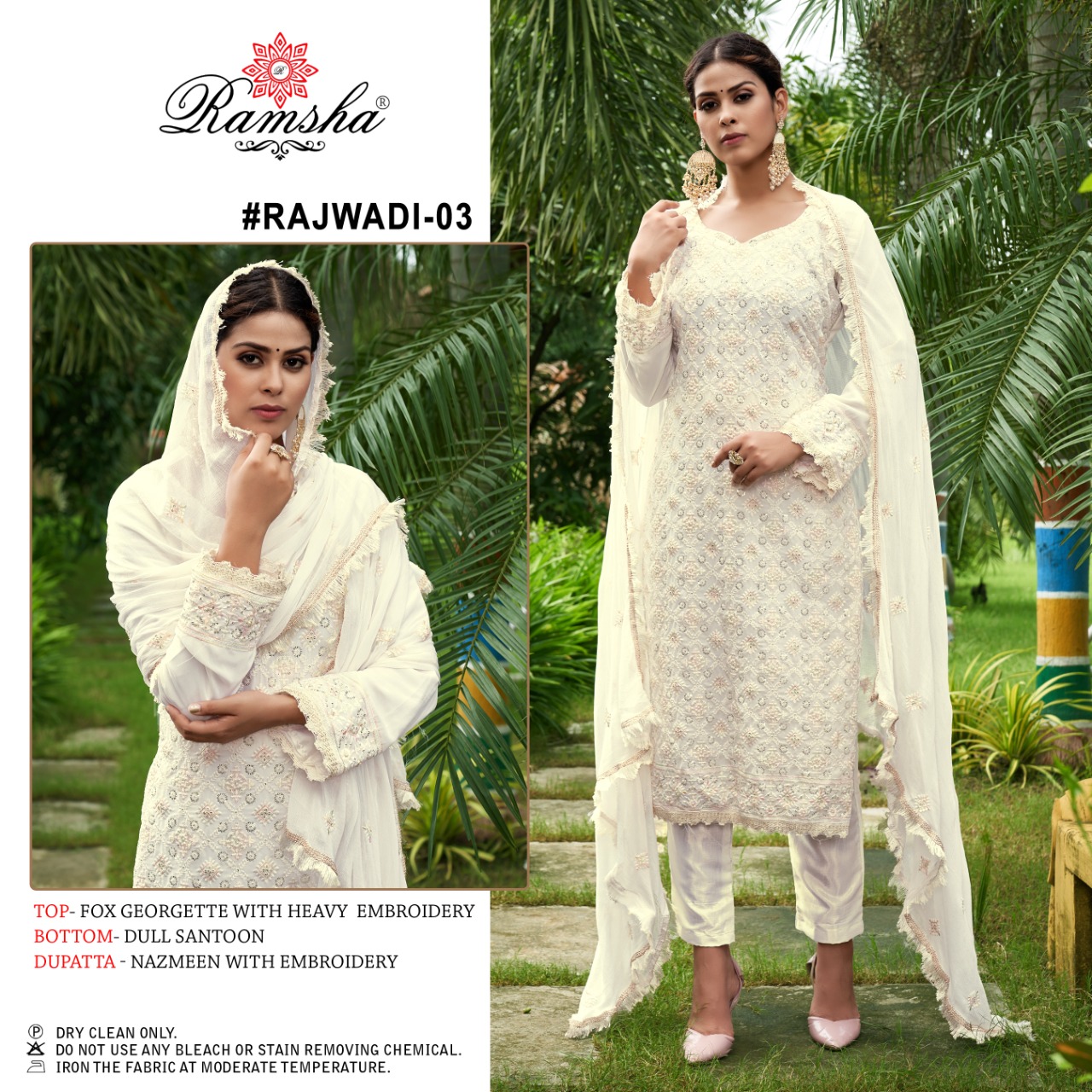 ramsha rajwadi 3 georgette elegant look salwar suit single