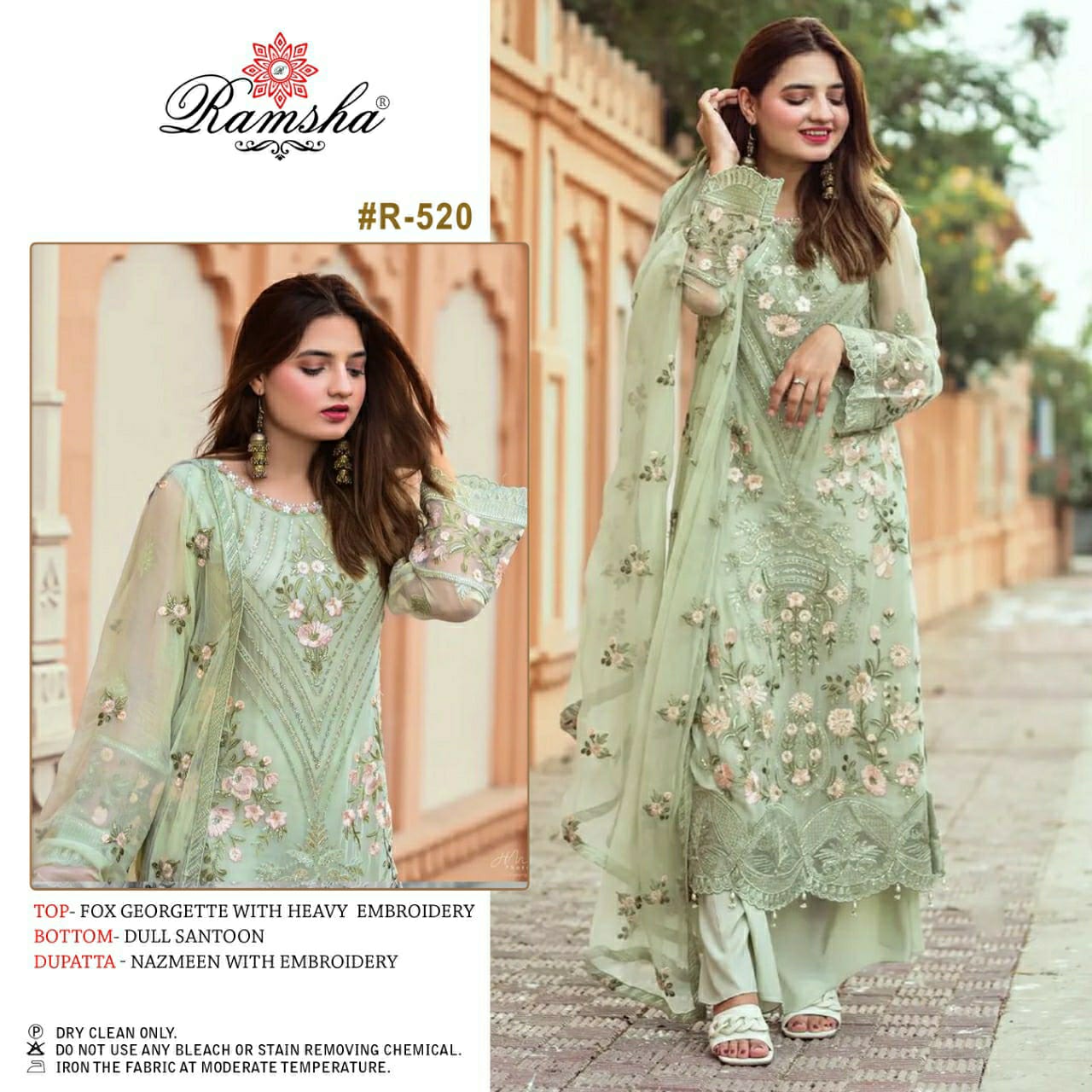 ramsha  r-520 georgette regal look salwar suit single