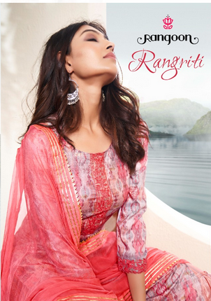 rangoon  Rangriti muslin gorgeous look top bottom with dupatta catalog