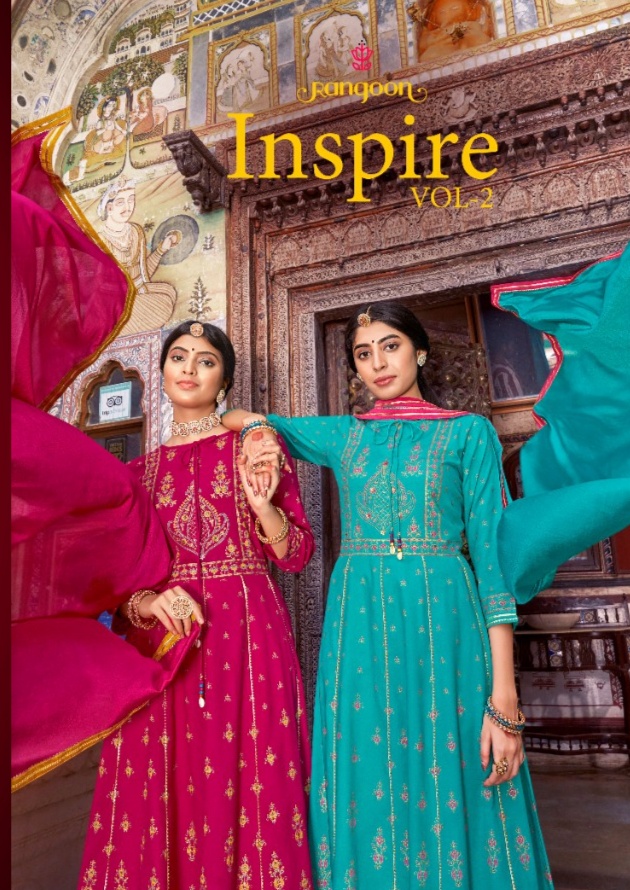 rangoon inspire vol 2 rayon new and modern style top bottom with dupatta catalog