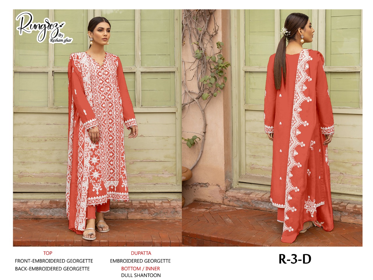 rungrez Rungrez R 3 D Salwar Kameez Fox georgette Singles