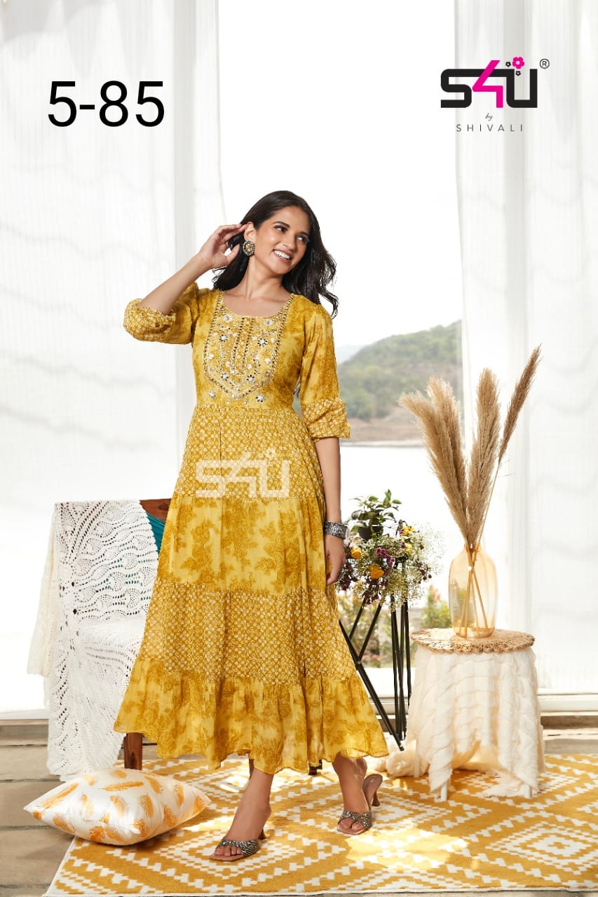 s4u d no 5-85 fancy regal look kurti size set