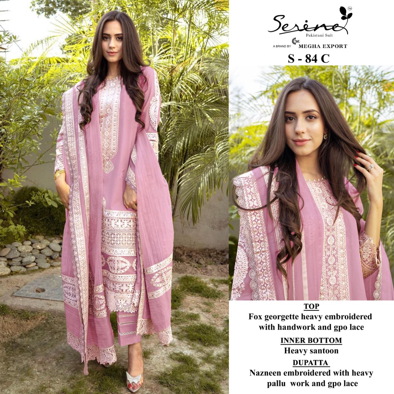 serine Megha Exports serine s 84 georgette new and modern style salwar suit catalog