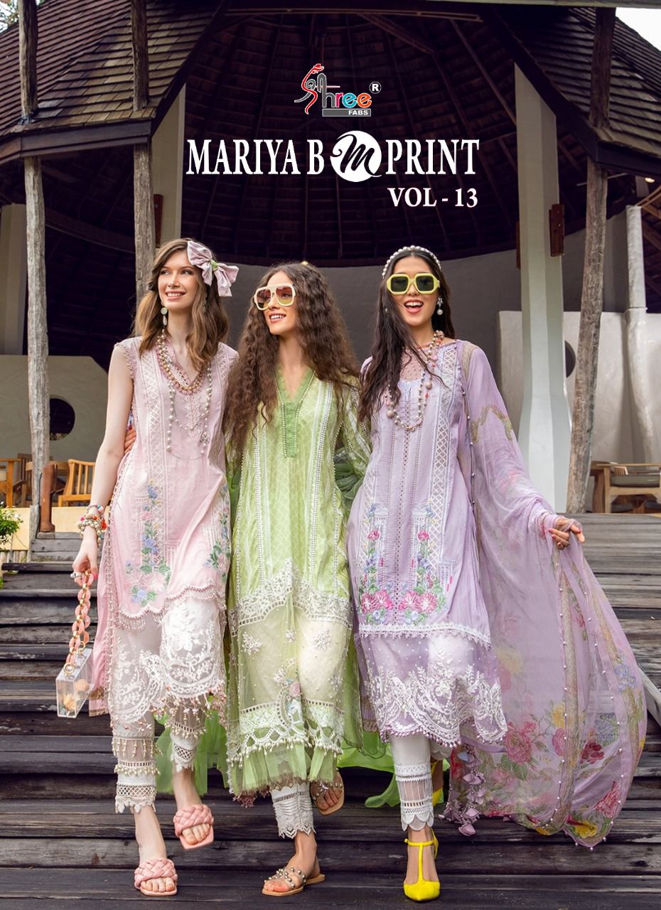 shree fab mariya b m print vol 13 innovative look salwar suit with ciffon dupatta catalog