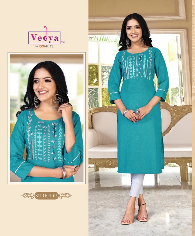 vedya surkh pc slub attractive kurti catalog