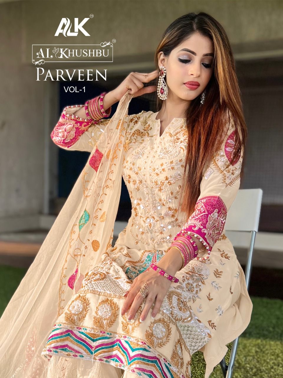 al khushbu praveen vol  1 d no3042 a b c  d  georgette elegant salwar suit catalog