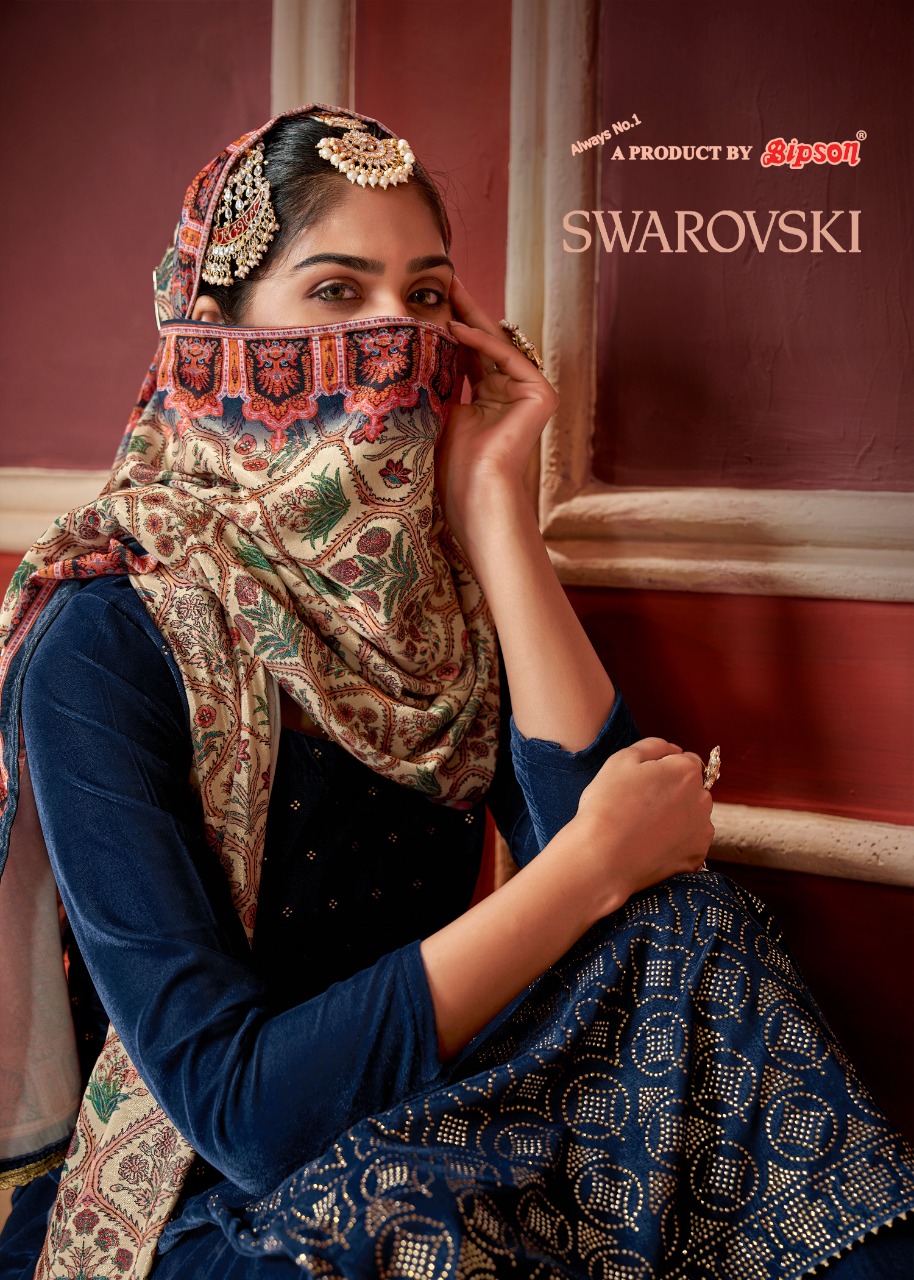 bipson swarovski velvet regal look salwar suit catalog