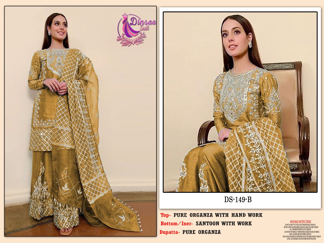 dinsaa suit Dinsaa 149 B  Salwar Kameez Organza Singles