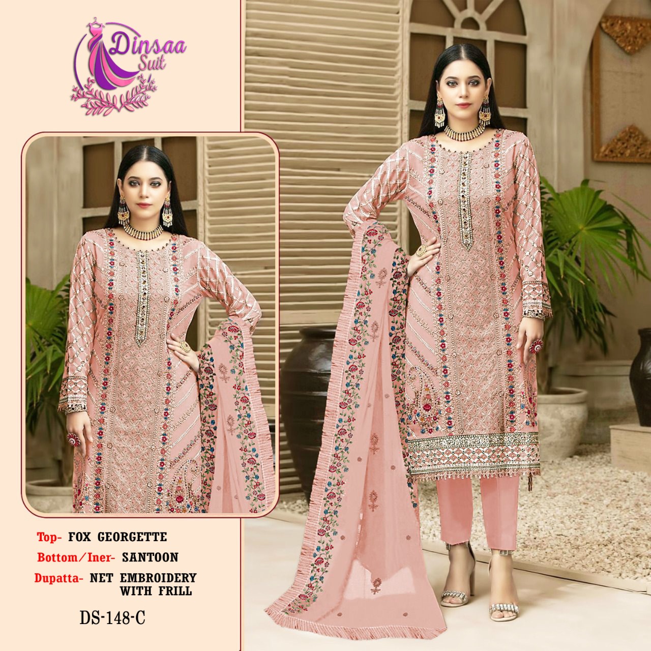 dinsaa suit DINSAA 148 C Salwar Kameez Georgette Singles