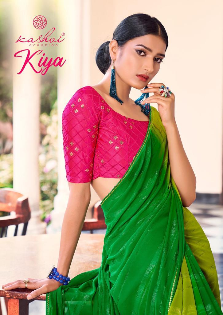 lt kashvi creation kiyaa georgette catchy look saree catalog