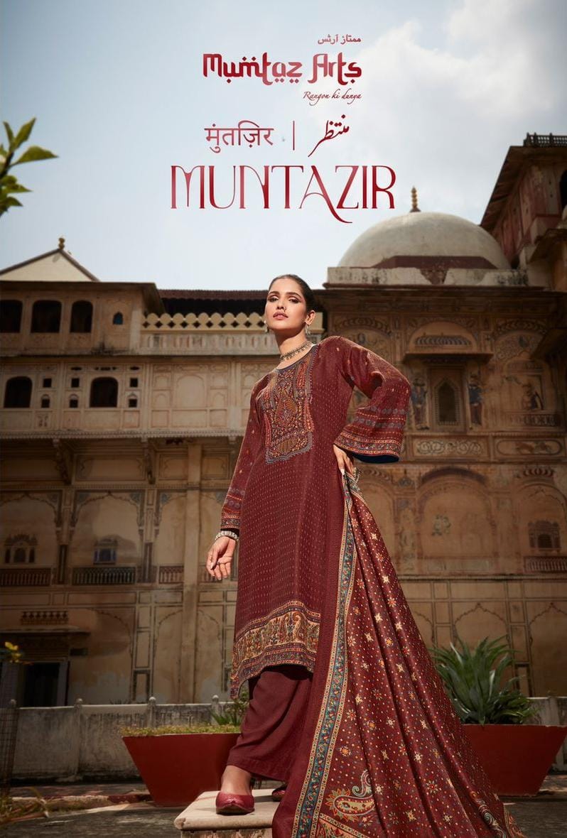 mumtaz art muntazir edition v 1  pashmina exclusive print salwar suit catalog