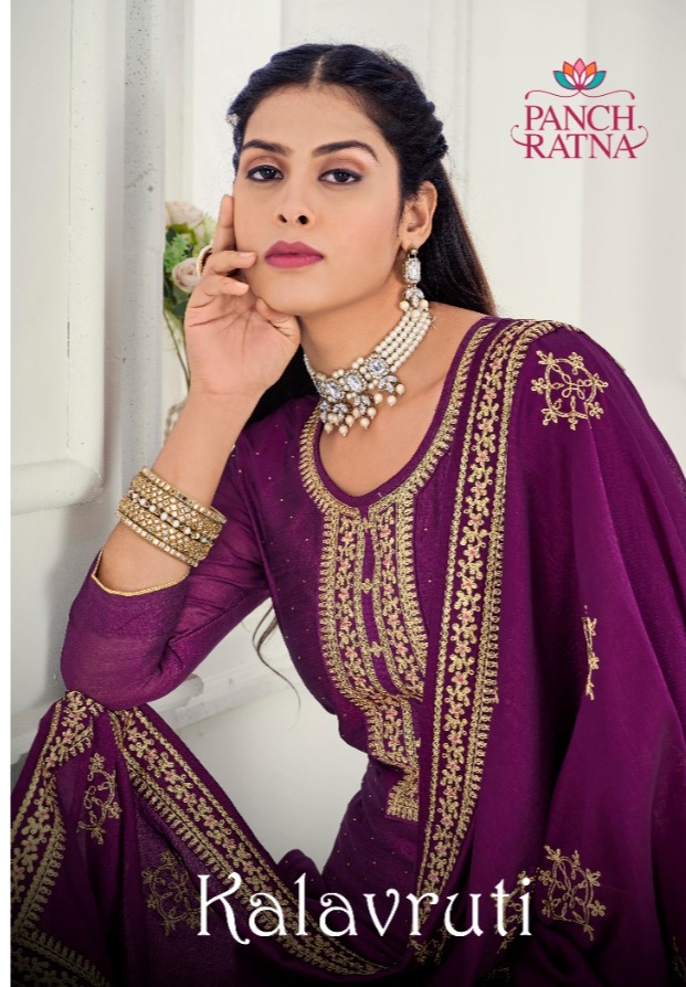 panch ratna kalavruti silk elegant salwar suit catalog