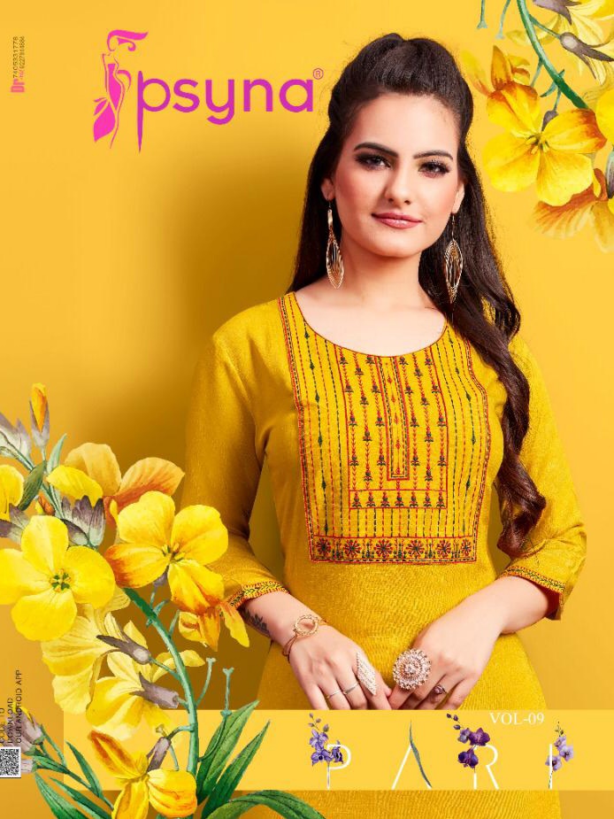 Psyna pari vol 9 rayon decent look kurti catalog