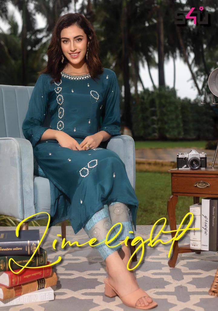 s4u limelight muslin gorgeous look kurta with pant catalog