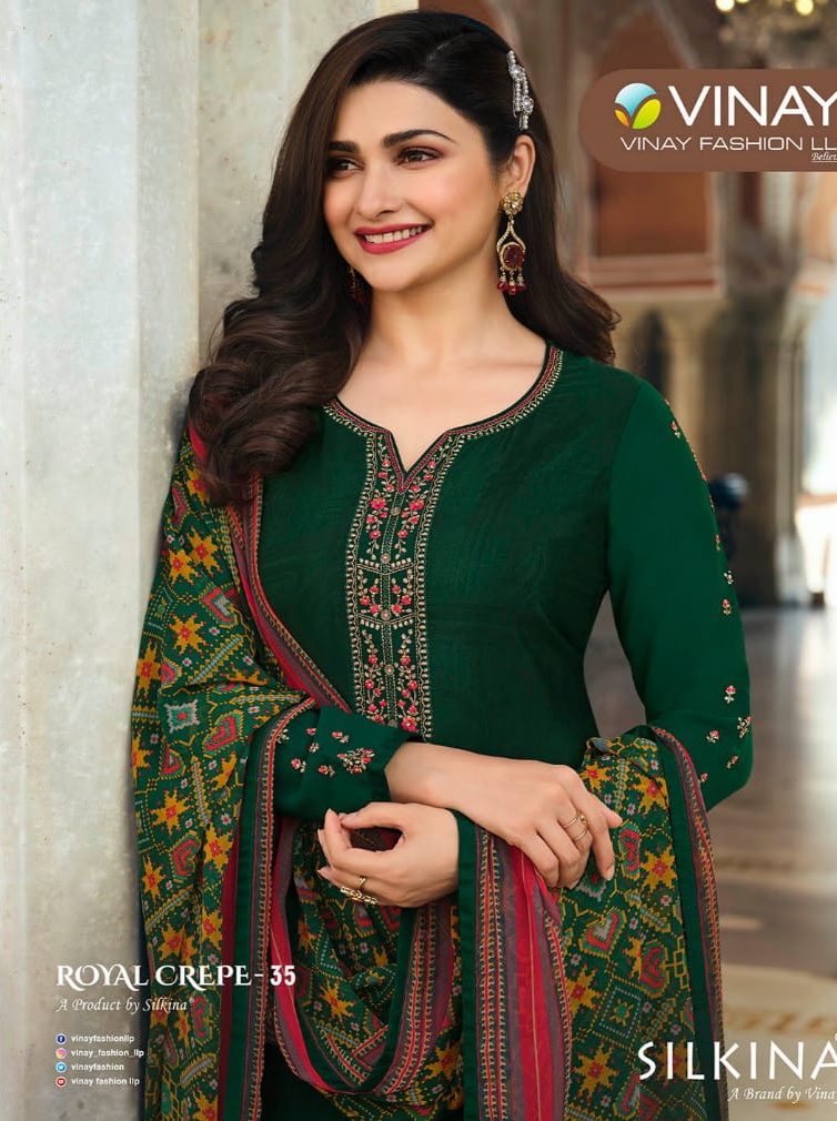 vinay fashion silkina royal crape 35 crape  exclusive look salwar suit  catalog