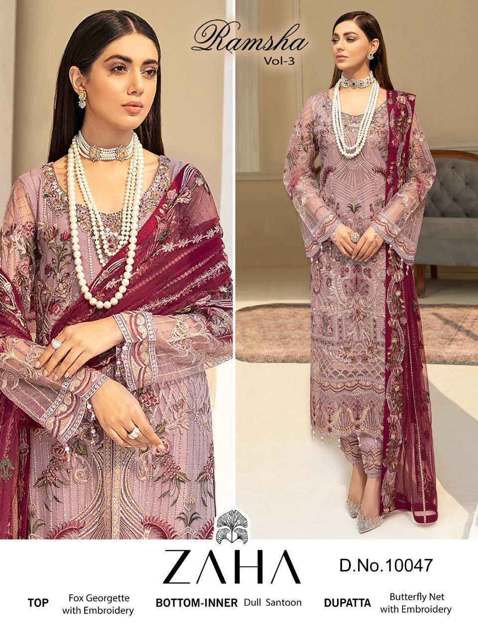 zaha 10047 georgette decent look salwar suit single