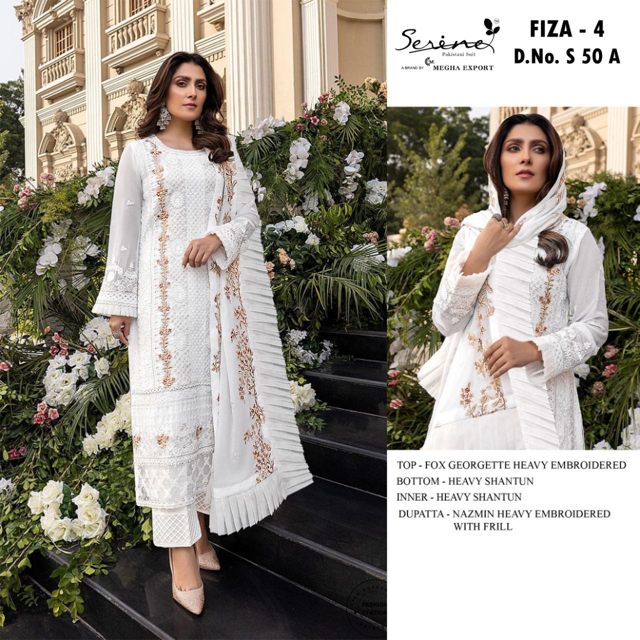 serine Megha Exports serine s 50 a b georgette asttonnising salwar suit catalog