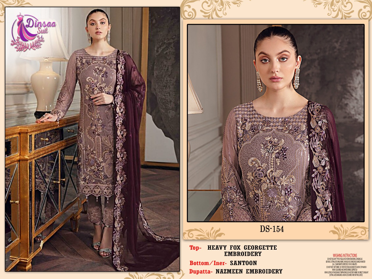 dinsaa suit DINSAA 154 Salwar Kameez Georgette Singles