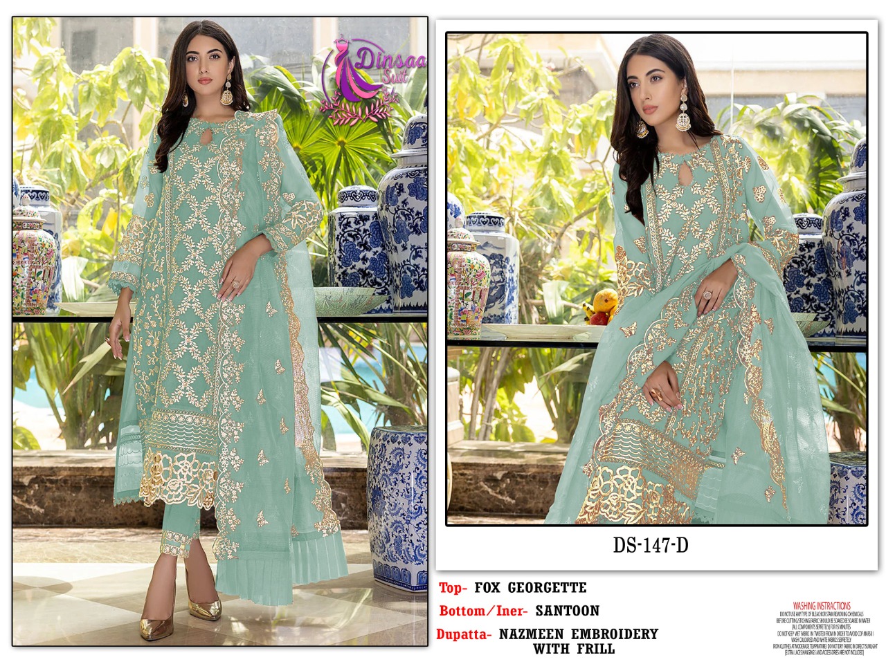 dinsaa suit dinsaa suit d no 147 georgette regal look salwar suit catalog