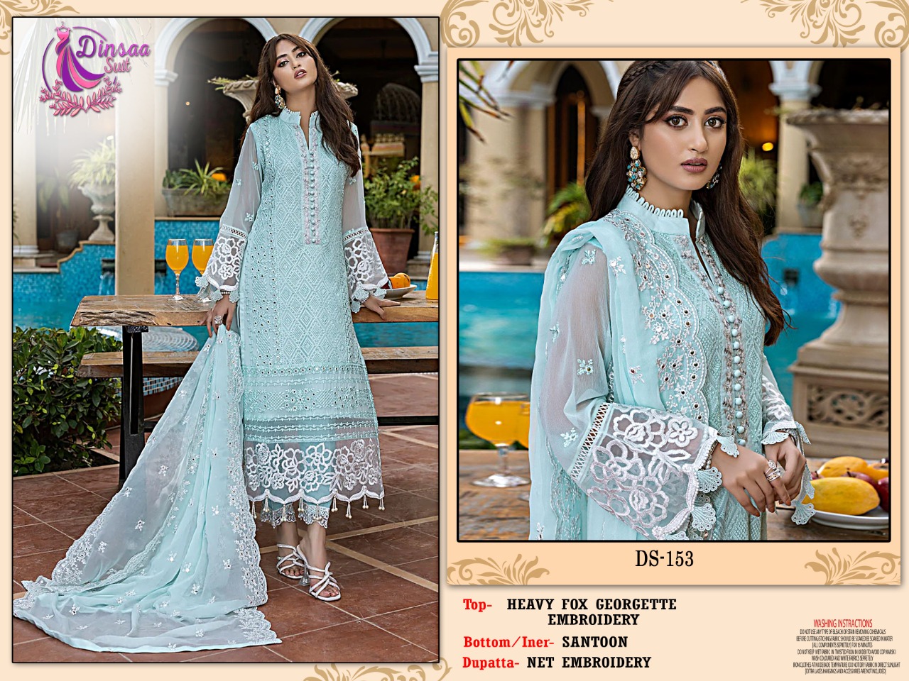 dinsaa suit dinsaa suit  153 georgette regal look salwar suit singal