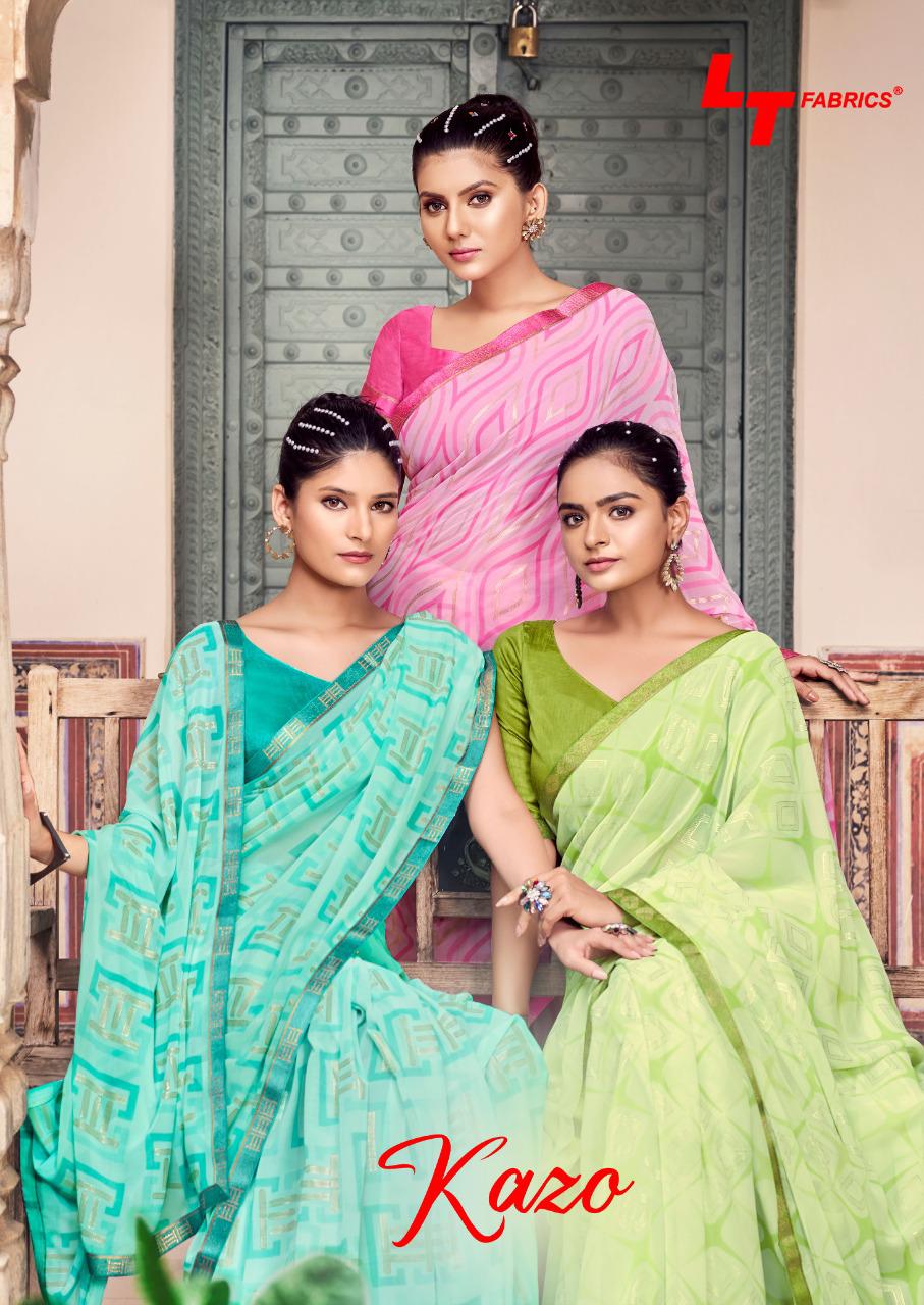 lt saree kazo chiffon exclusive print saree catalog