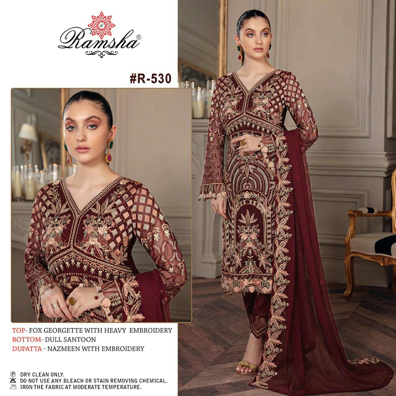 ramsh ramsha r 530 georgette elegant look salwar suit single