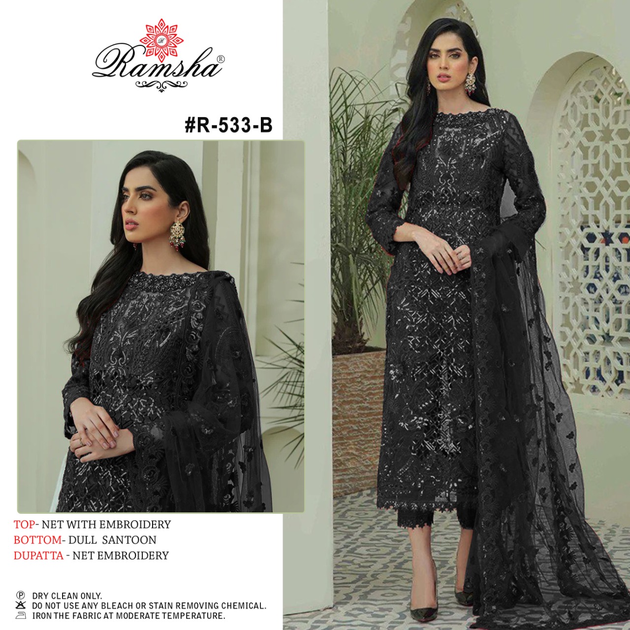 Ramsha Ramsha R-533 B Salwar Kameez Net With embroidery Singles