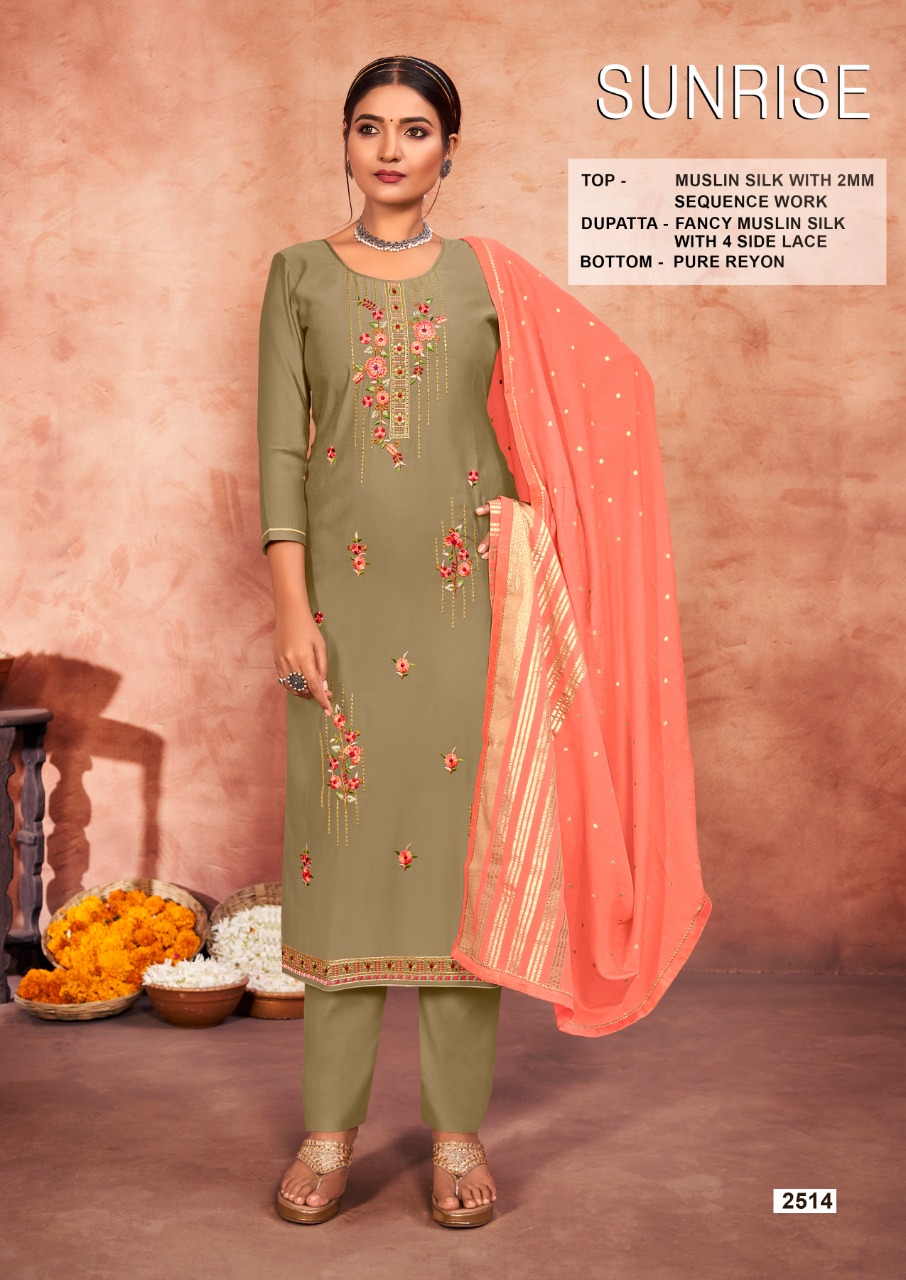 rang sunrise muslin silk graceful print salwar suit catalog