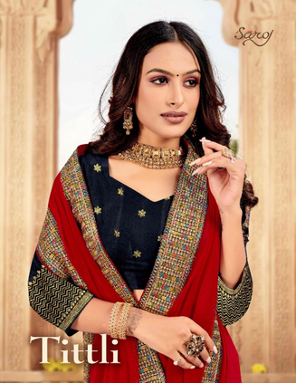 saroj saree tittli Zomato Fabric exclusive print saree catalog