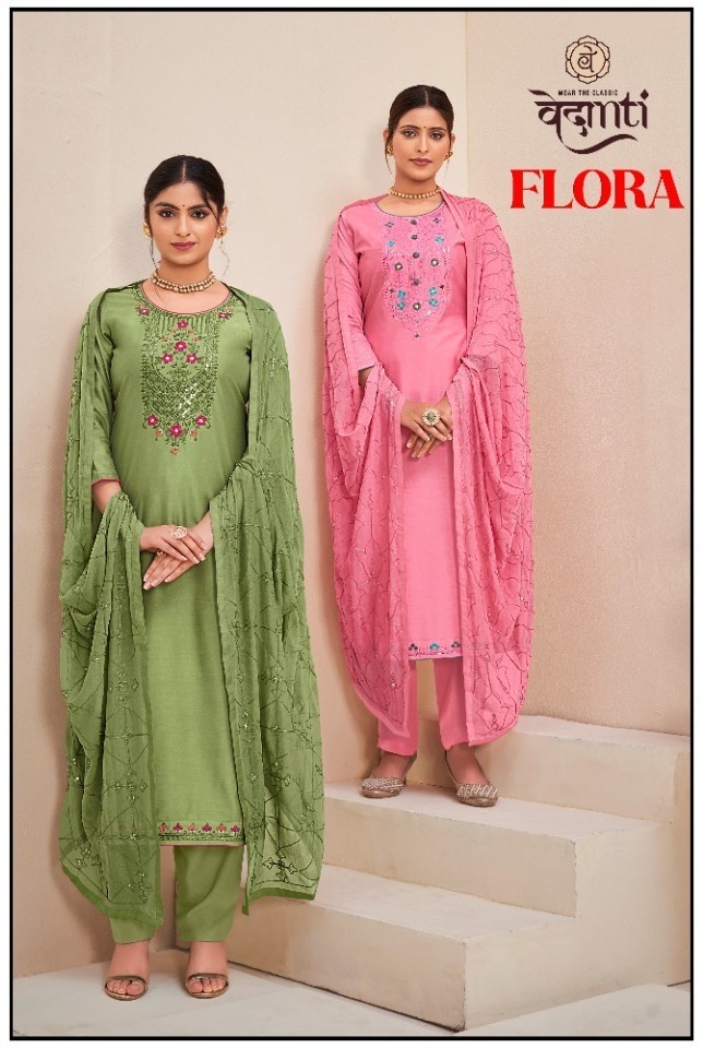 vedanti flora muslin decent work salwar suit catalog