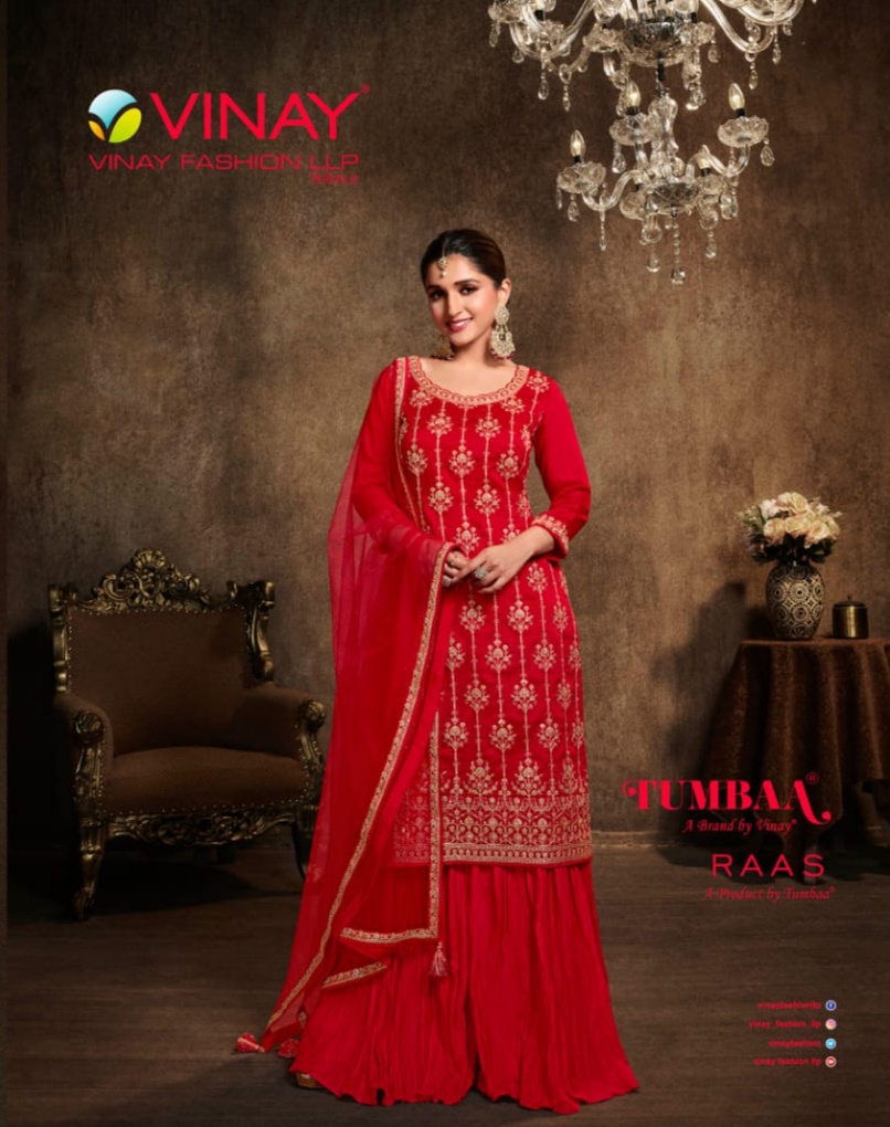 vinay fashion Tumbaa raas georgette regal look kurti pant with dupatta catalog