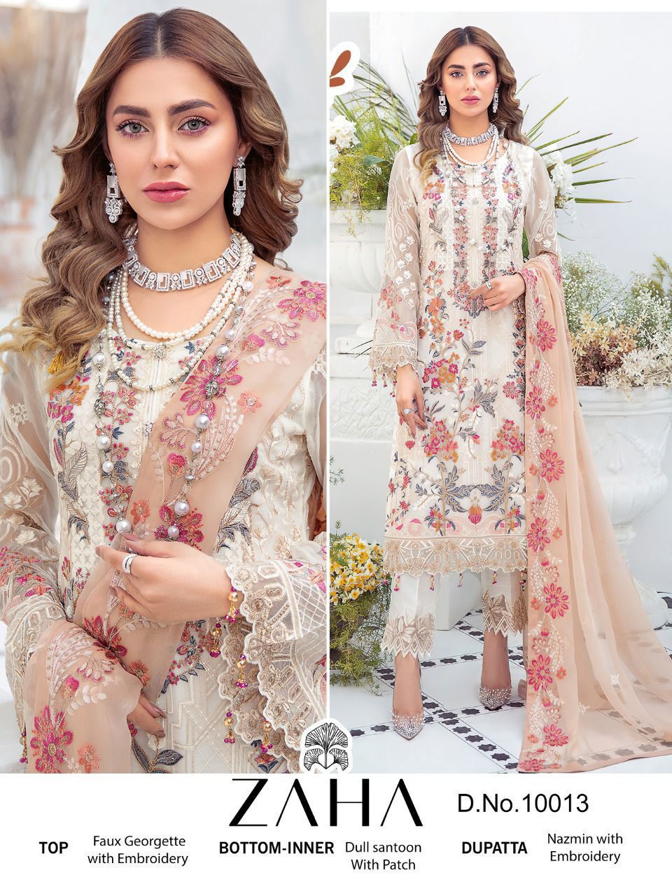 zaha zaha d no 10013 georgette regal look salwar suit single