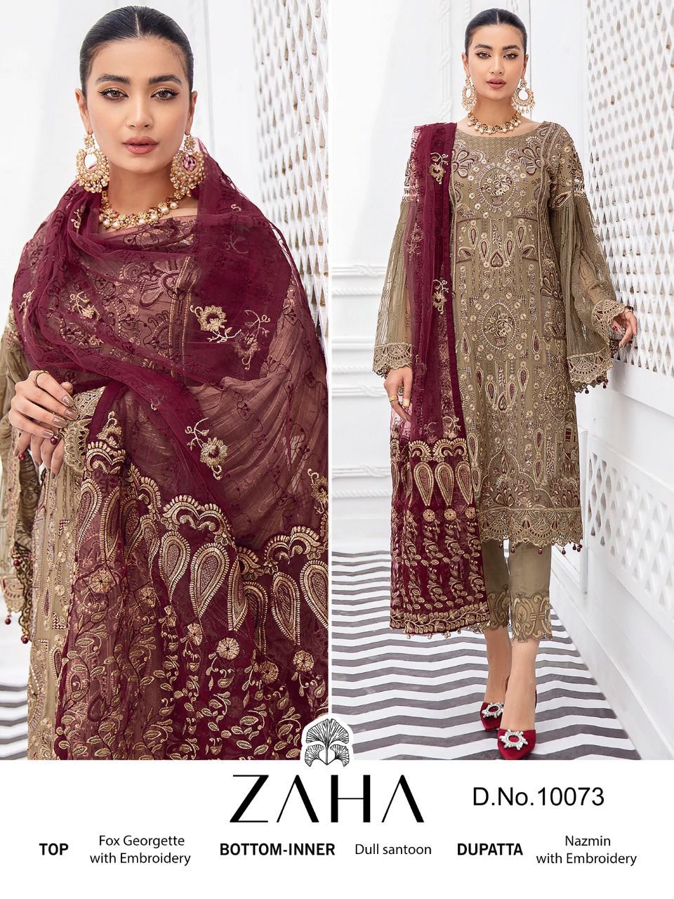 zaha zaha d no 10073 georgette regal look salwar suit single