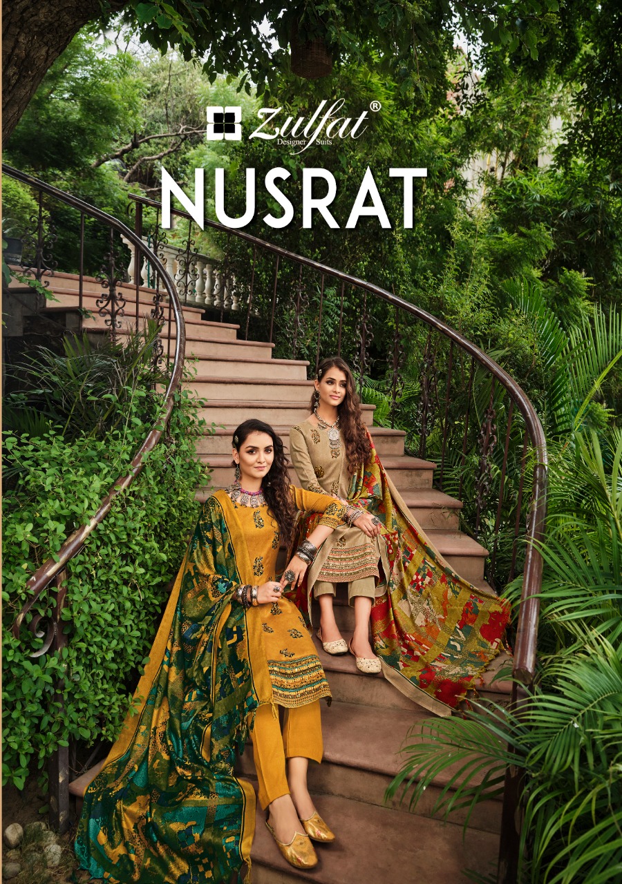 zulfat designer suit nusrat pashmina attrective look salwar suit catalog