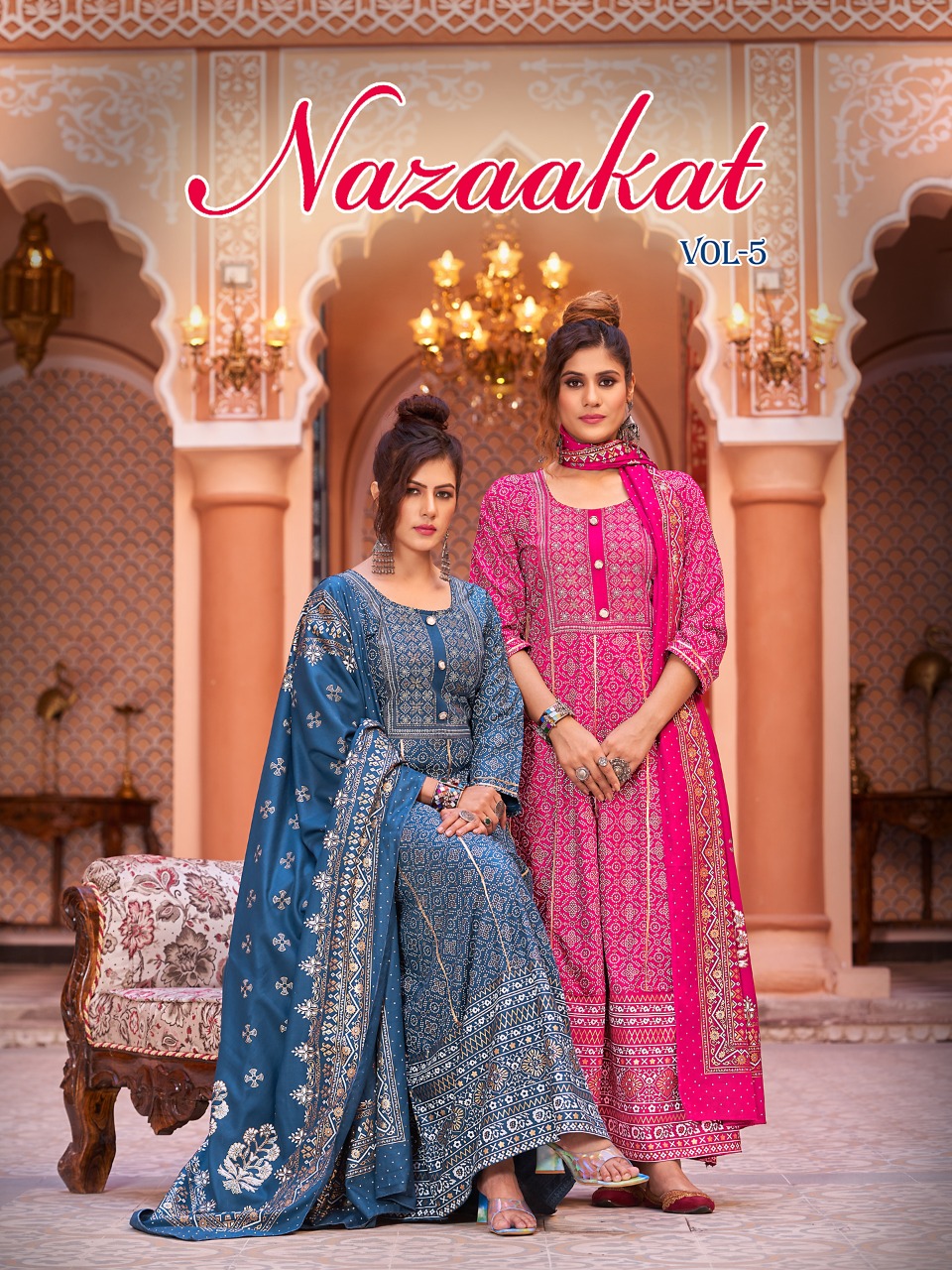 banwery fashion nazaakat vol 5 rayon festive look gown with dupatta catalog