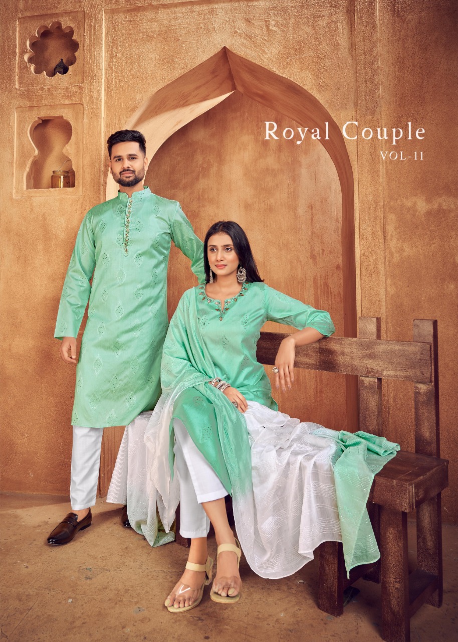 banwery fashion Royal Couple V 11 Heavy Jacquard Silk  attractive look kurti and kurta payjama catalog