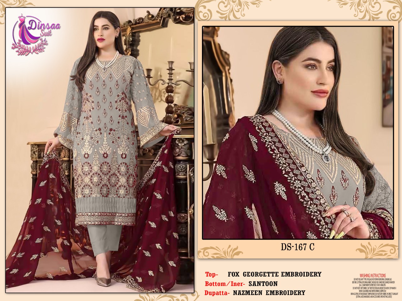 dinsaa suit DINSAA 167 C Salwar Kameez Fox georgette Singles