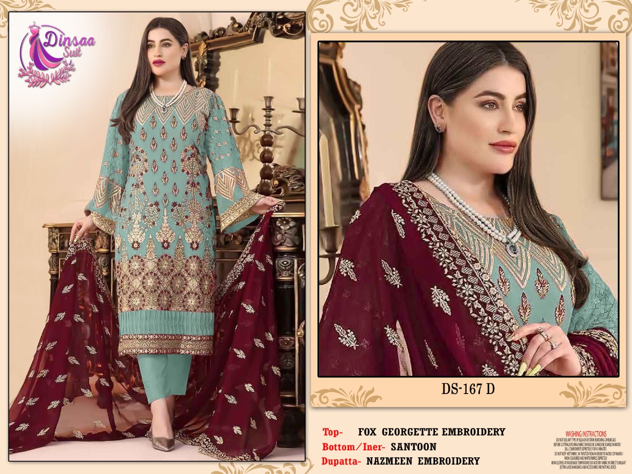 dinsaa suit DINSAA 167 D Salwar Kameez Fox georgette Singles