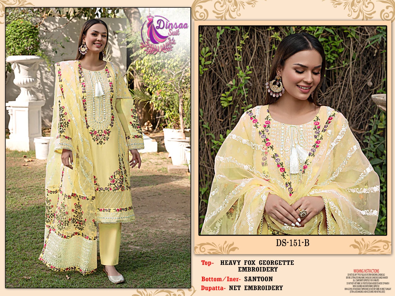 dinsaa suit dinsaa suit d no 151 georgette Catchy look salwar suit catalog