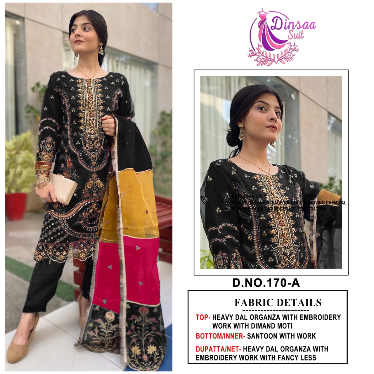 dinsaa suit DINSAA 170 A Salwar Kameez Organza Singles