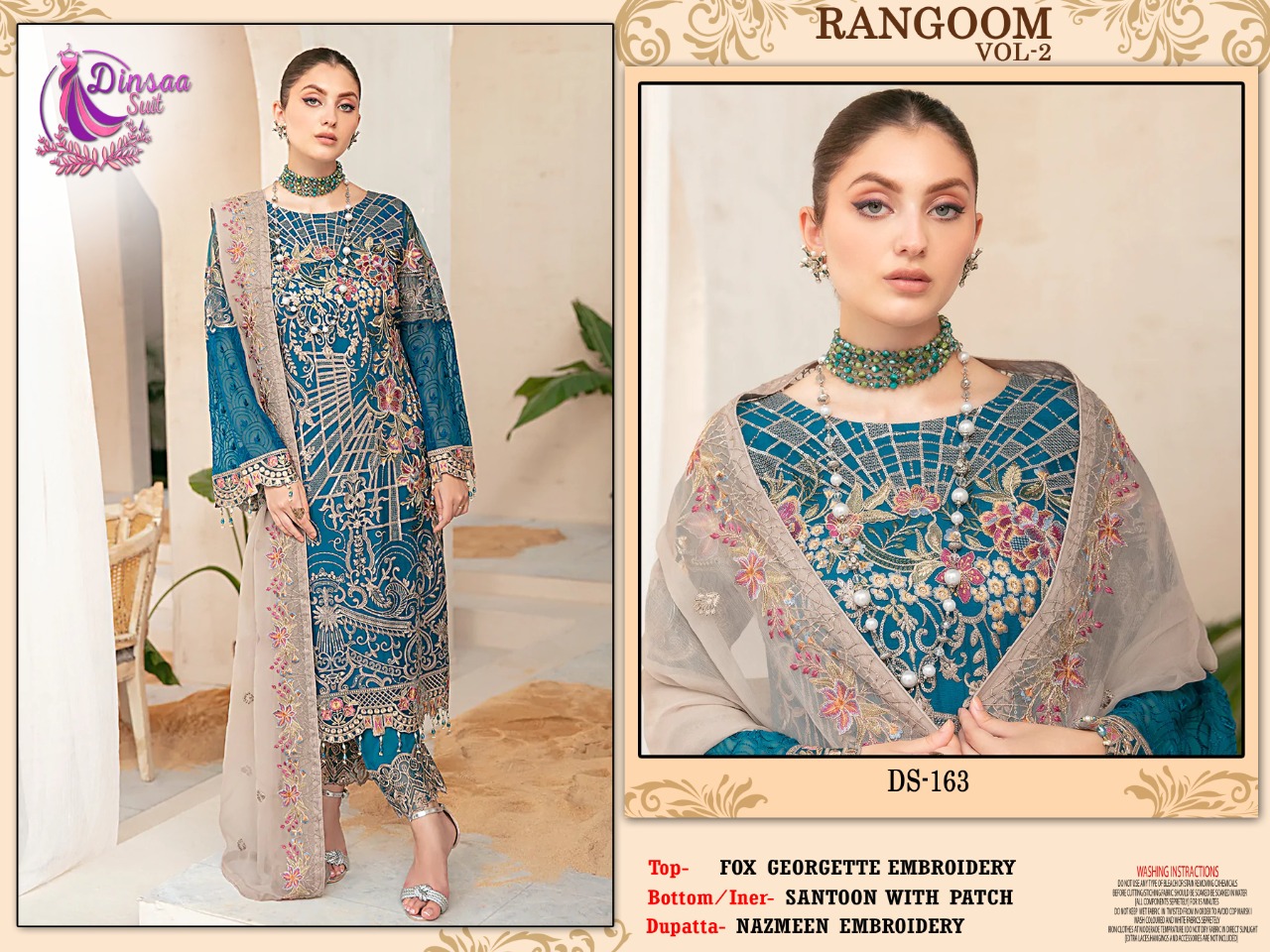 dinsaa suit rangoon vol 2 georgette elegant look salwar suit catalog