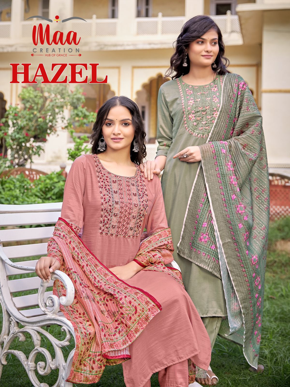 maa creation hazel chinon new and modern style top bottom with dupatta catalog