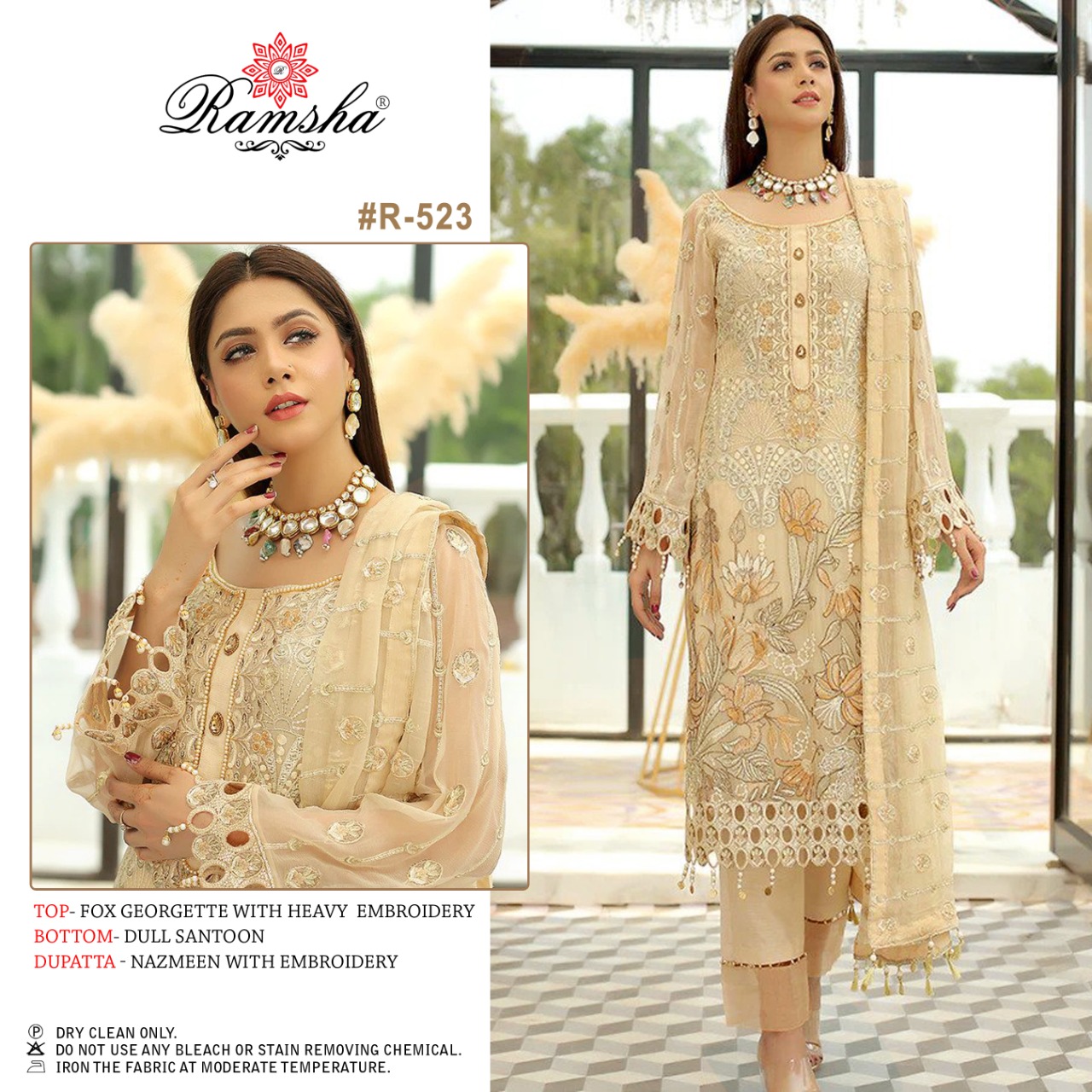 ramsha  r-523 georgette decent look salwar suit single