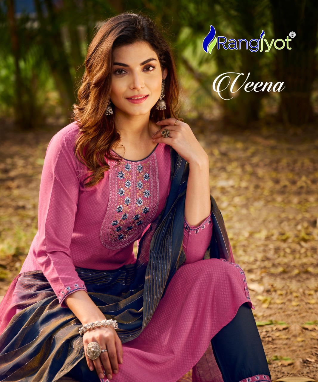 rangjyot veena vol 1 rayon catchy look kurti pant with dupatta catalog