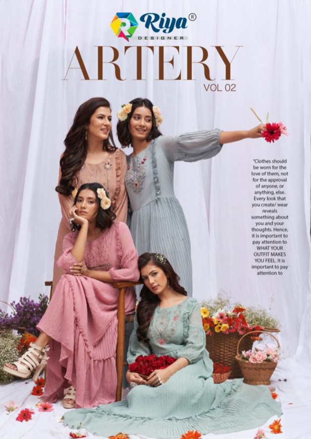 riya designer artrey vol 2 viscose greaceful look kurti catalog