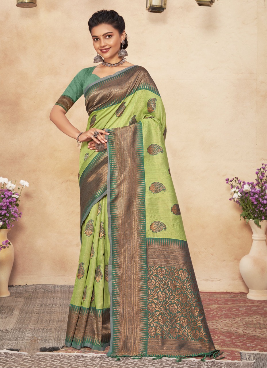 sangam print mansi silk cotton decent look saree catalog